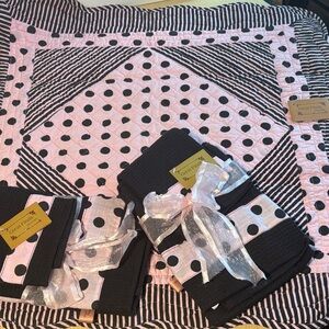 Pink & Black Polka Dot Table Square & Dish Towel Set by Great Finds NWT